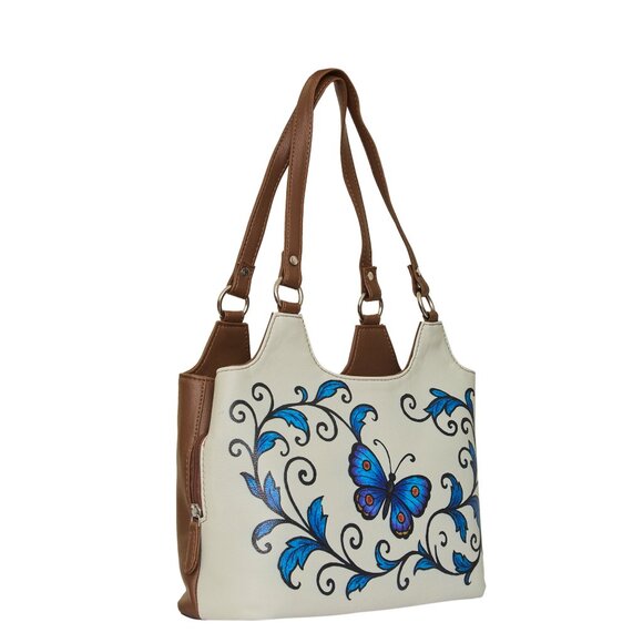 Genuine Leather Printed Shoulder Tote Bag for Women–Top Handle Handbag Daily Use - Picture 6 of 9